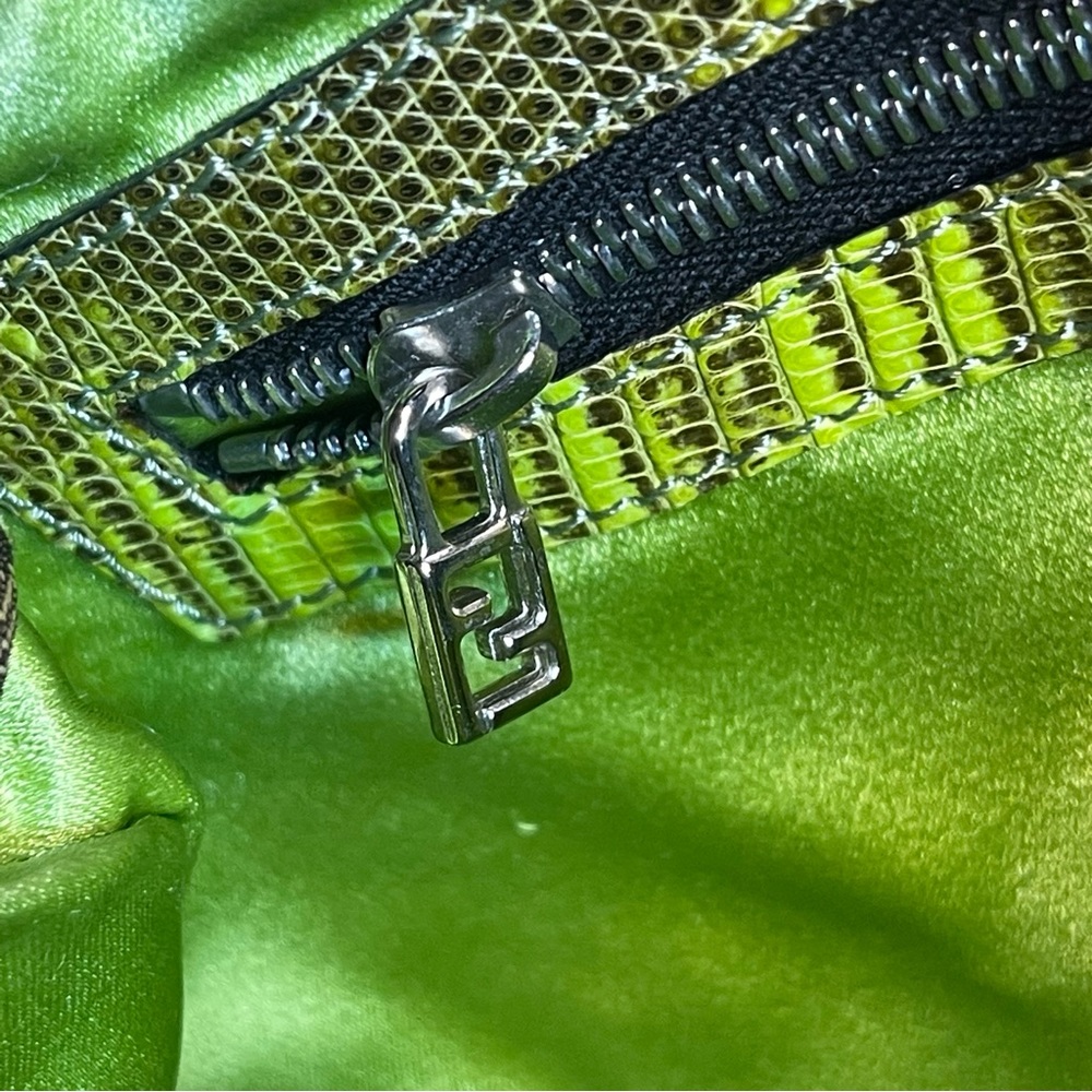 💖SOLD💖Fendi zucca print floral beaded baguette lizard shoulder strap RARE - Picture 11 of 16